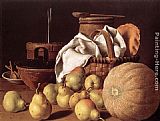 Still-Life with Melon and Pears by Luis Melendez